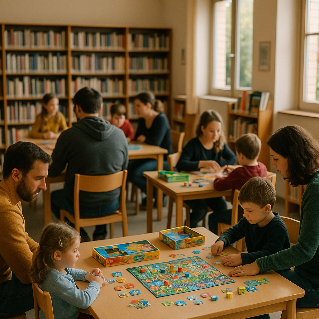 Atelier jeux de société en bibliothèque pour familles