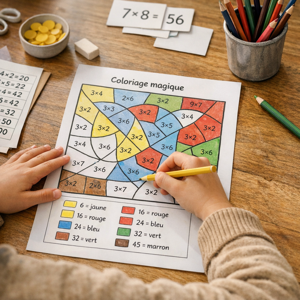 Comment jouer au coloriage magique avec les tables de multiplication&nbsp;?