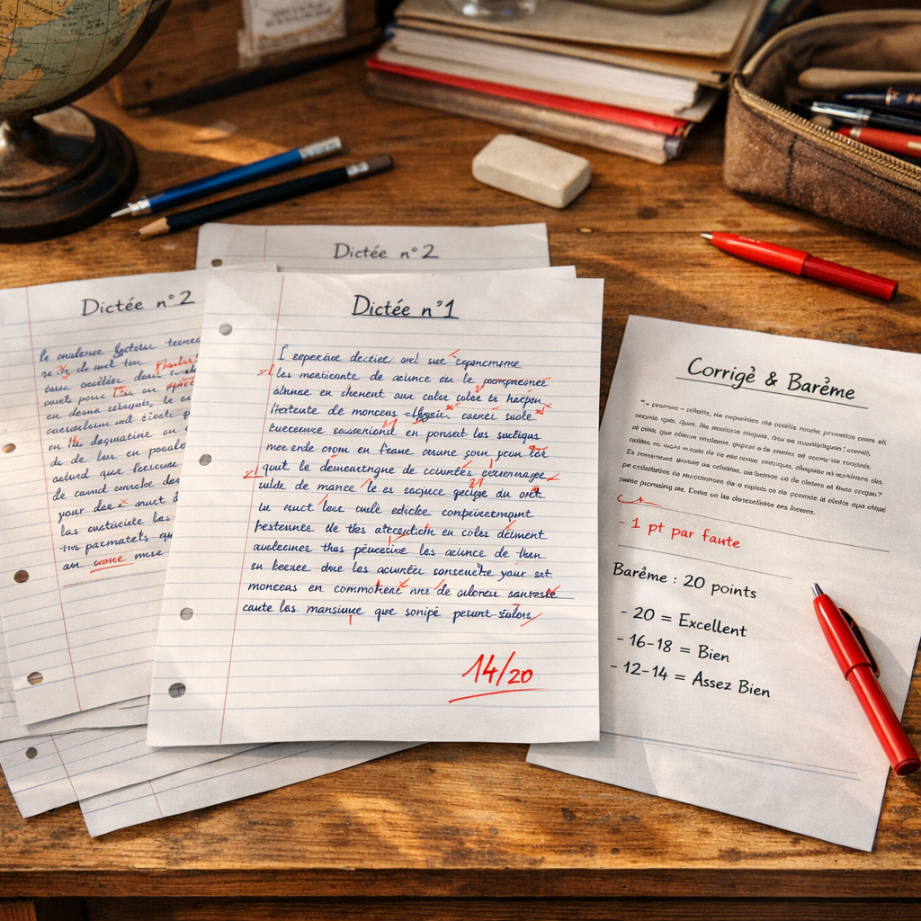 Trois dictées originales de niveau 4ème avec correction et barème