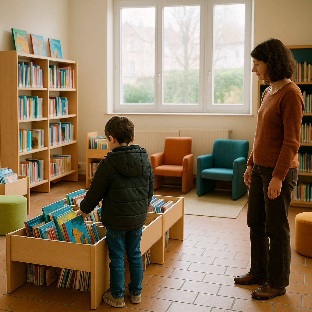 Livres à gros caractères pour enfants en bibliothèque